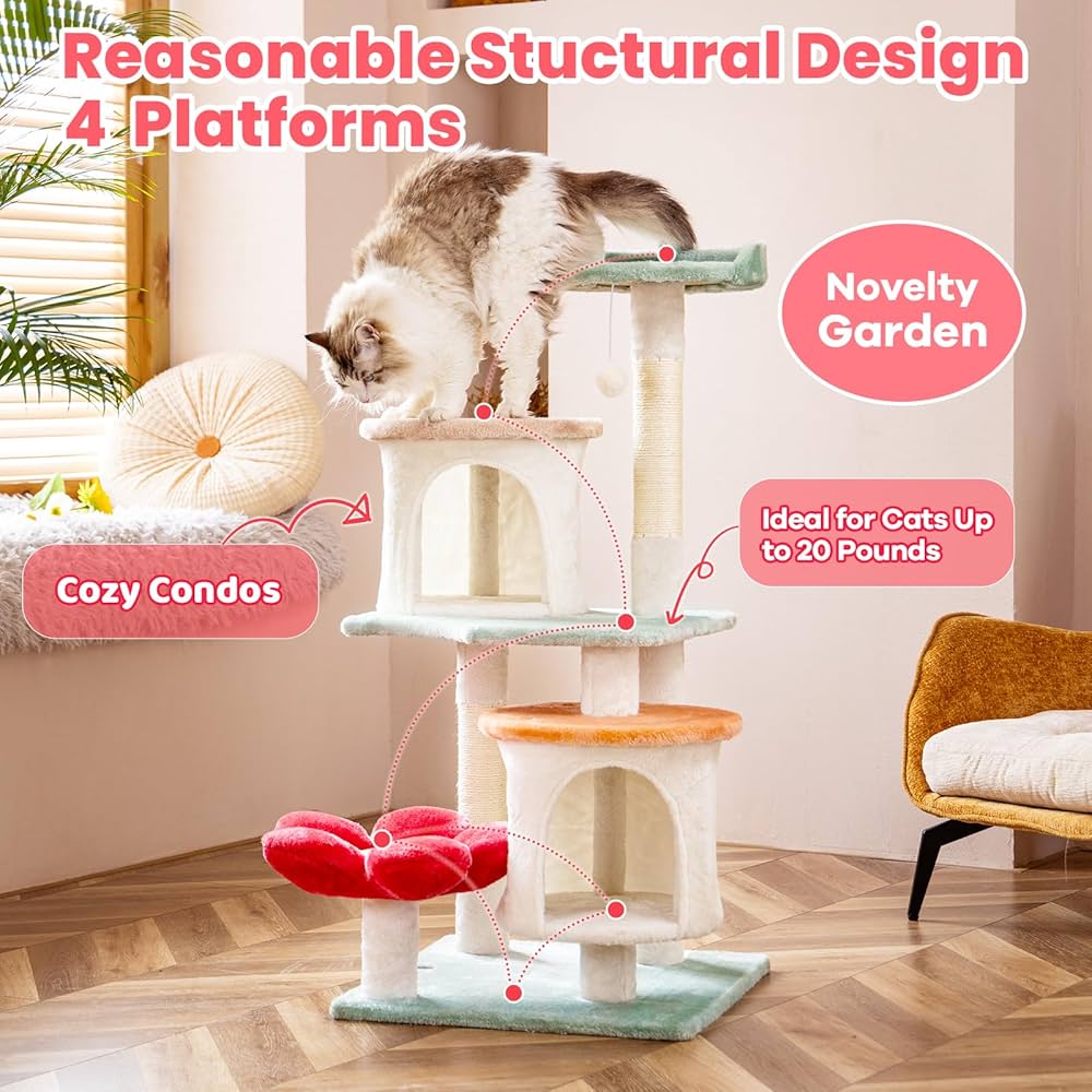 heve HANAVIRA TRENCH へイヴ Amazon.com : HYABi 42.7 inch Flower Cat Tree Tower Condo